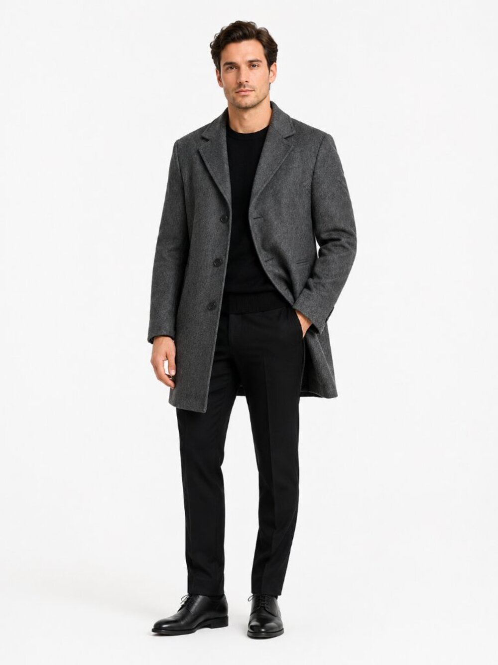LEISHMAN BY TIP TOP MEN'S VINTAGE GREY WOOL CASHMERE BLEND TRENCH COAT